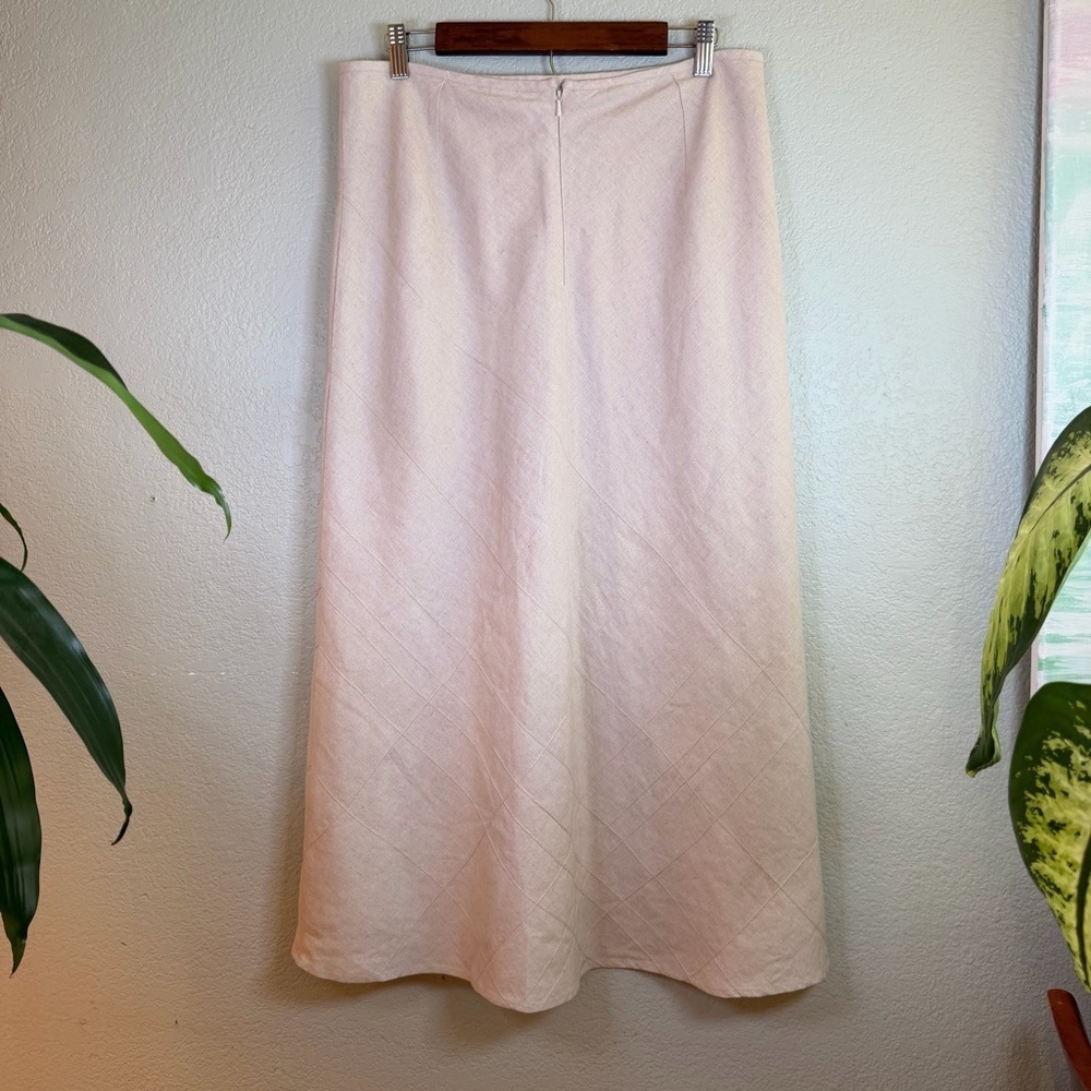 Christopher & Banks Linen Flax Beige Bohemian Lagenlook Lined Maxi Skirt 12